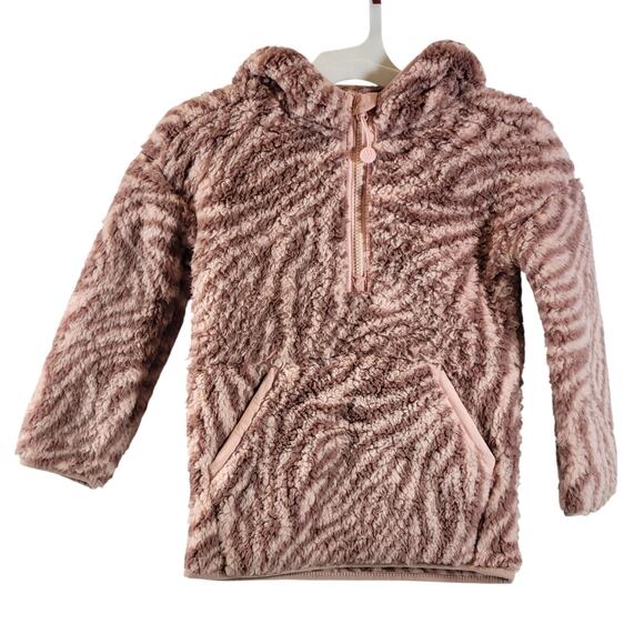 All In Motion Fleece Half-Zip Zebra Print Hoodie, Pink/Maroon, Size XS, NWT - Picture 1 of 6